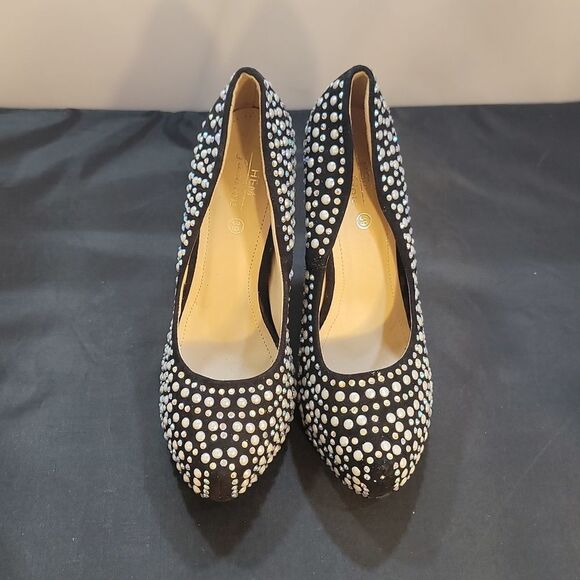 BRAND NEW HEM FASHION Closed Toe PEARL STUDDED PLATFORM HIGH HEEL PUMP - Picture 3 of 16